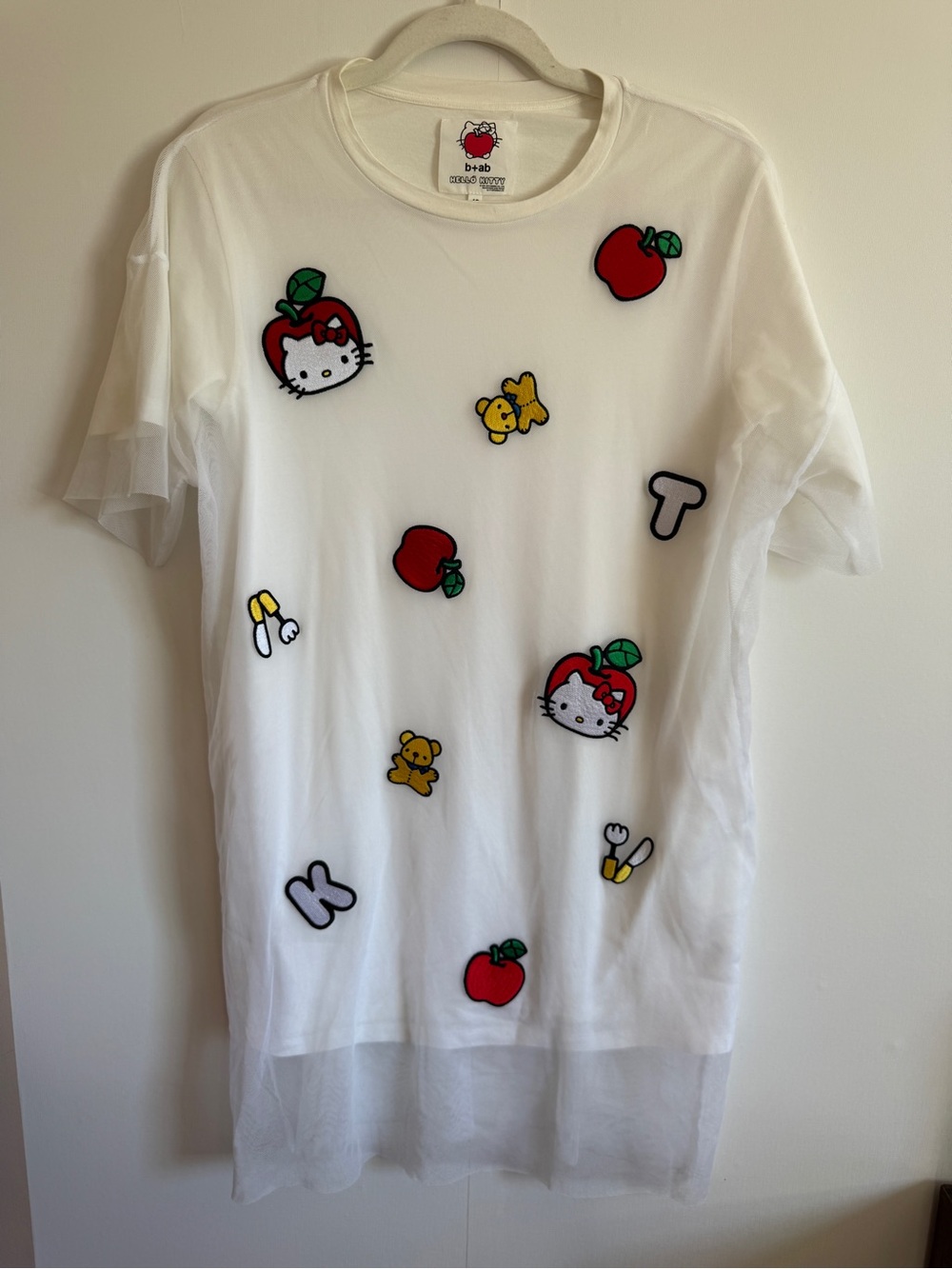 b+ab x Hello Kitty Mesh Overlay Tunic Tee Kawaii Sanrio Size 40